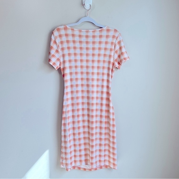 NWT 41 Hawthorn Orange and White Plaid Brigitte Short Sleeve Knit Dress Size M - Picture 6 of 10
